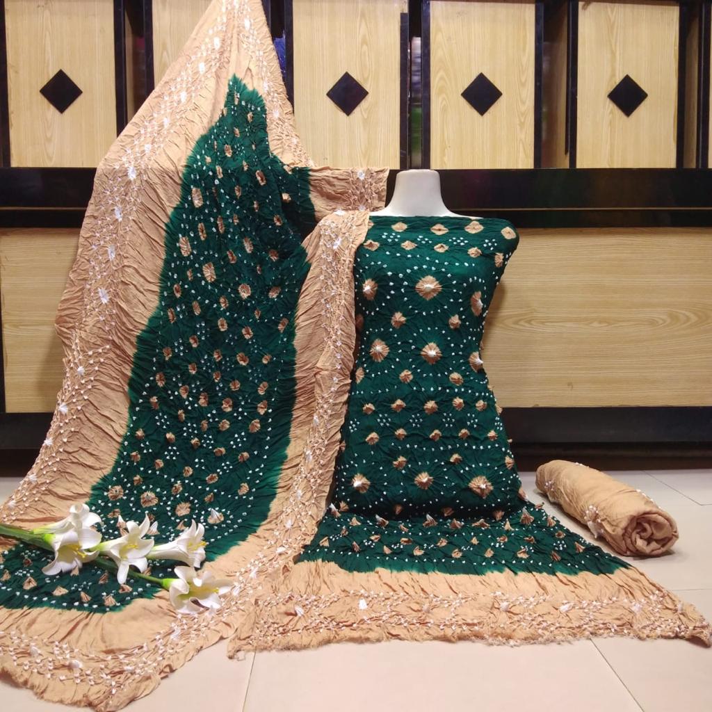 "Handmade 3 Piece Multicolour Chunri Dress – Pakistani Fashion Wear"