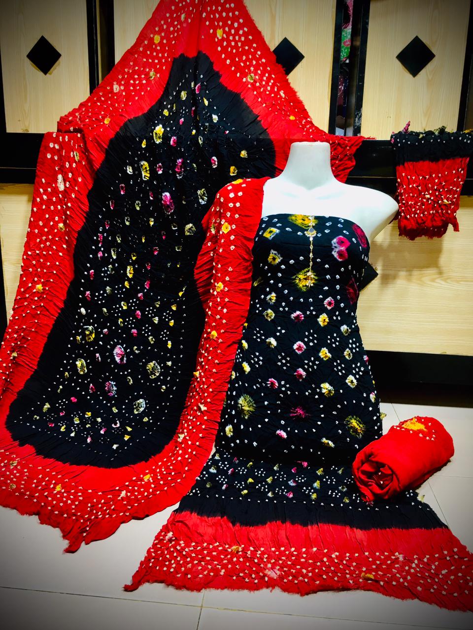 Elegant Black Linen Chunri Suit 3 Piece for Women – Traditional & Festive Wear