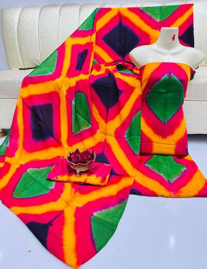 "Handmade Multicolour 3 Piece Tie & Dye Dabba Suit"