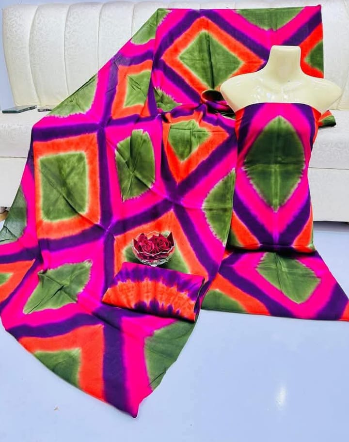 "Handmade Multicolour 3 Piece Tie & Dye Dabba Suit"