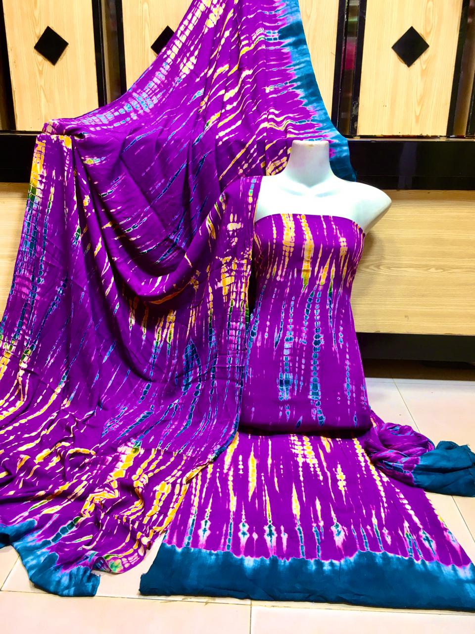 3 Piece Printed & Dyed Linen Suit for Women – Elegant Festive & Summer Wear ✅