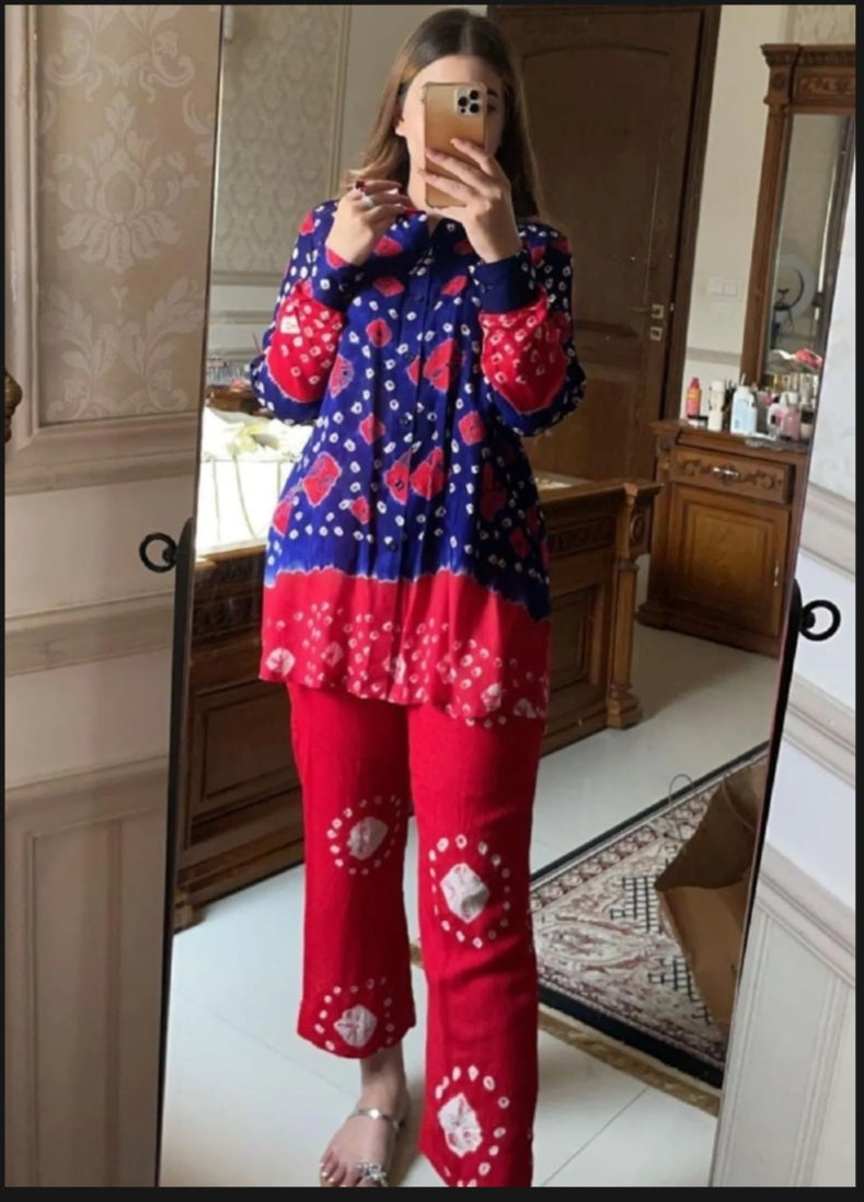 "Handmade 3 Piece Multicolour Chunri Dress – Pakistani Fashion Wear"