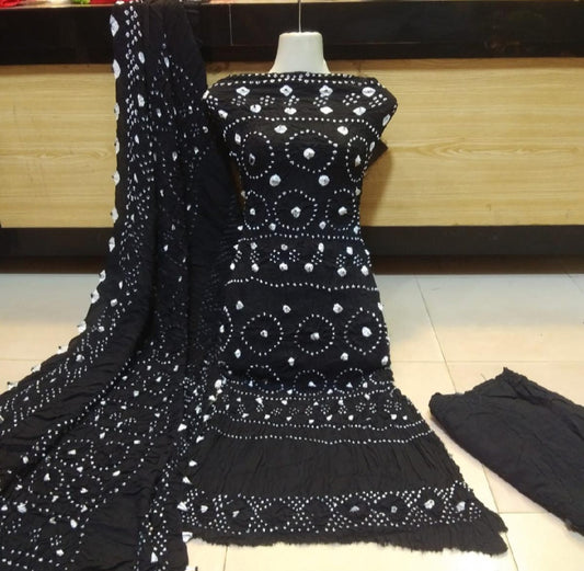 Elegant Black Linen Chunri Suit 3 Piece for Women – Traditional & Festive Wear