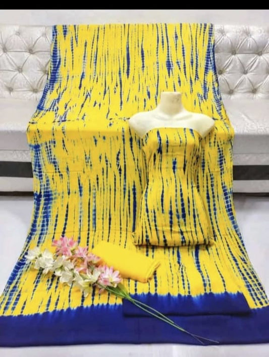 Beautiful Multicolour 3 Piece Tie Dye Dress – Pakistani Fashion