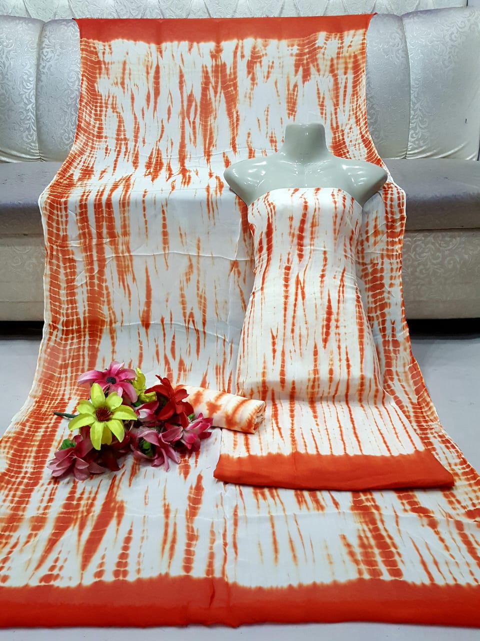 Beautiful Multicolour 3 Piece Tie Dye Dress – Pakistani Fashion