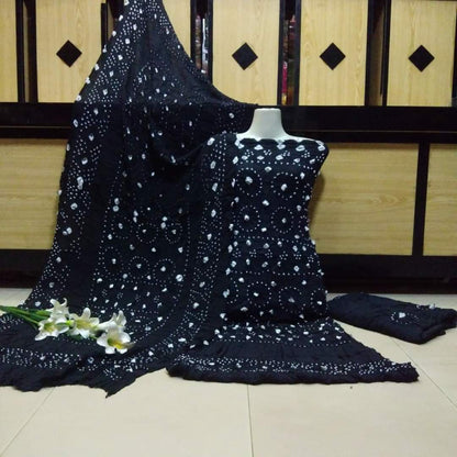 Premium Black Chunri 3 Piece Suit –Handcrafted Tie & Dye