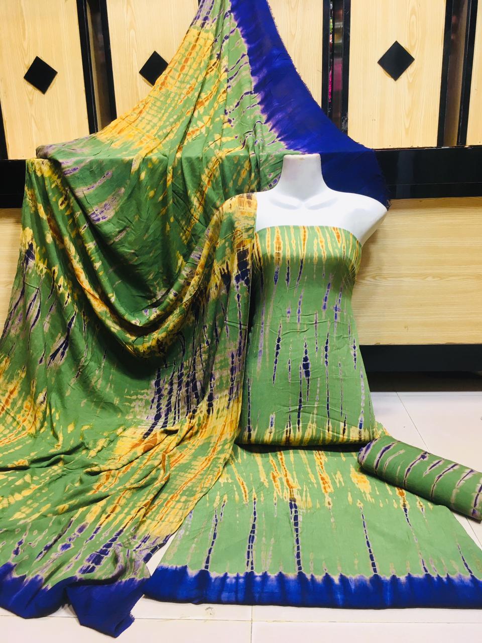 3 Piece Printed & Dyed Linen Suit for Women – Elegant Festive & Summer Wear ✅