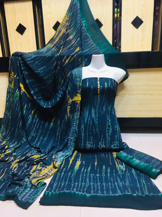 3 Piece Printed & Dyed Linen Suit for Women – Elegant Festive & Summer Wear ✅