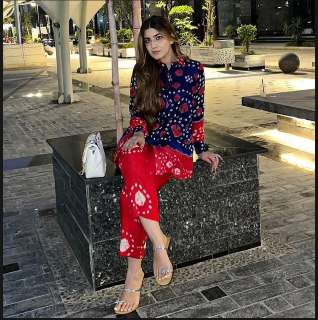 "Handmade Linen Chunri Suit – Premium 3 Piece Traditional Wear with Authentic Hand-Dyed Patterns"
