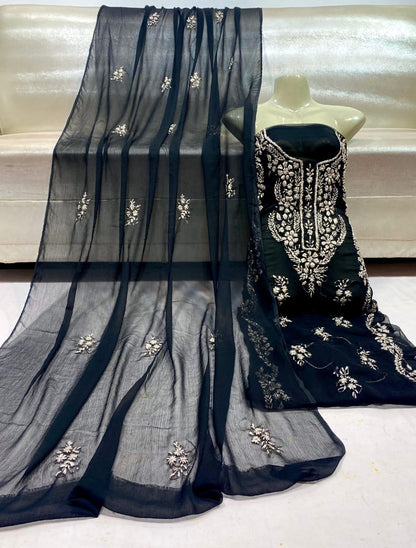 Premium Black Chunri 3 Piece Suit –Handcrafted Tie & Dye
